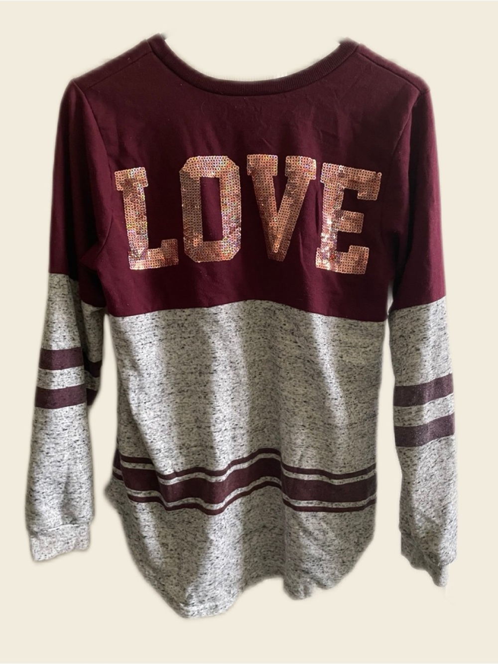 Rue21 Rose Gold Sequined “LOVE” Long Sleeve - Picture 2 of 3